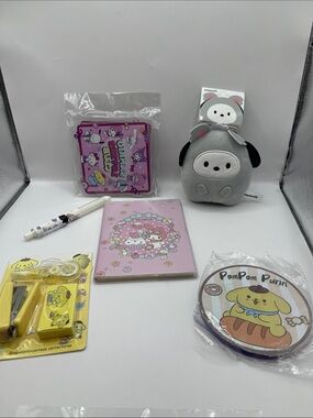 Sanrio Assorted Stationery Bundle - Pink & Yellow 6 piece Set